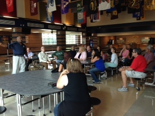 Principal Horn speaks to the class of 1973 in the new cafeteria - amazing!